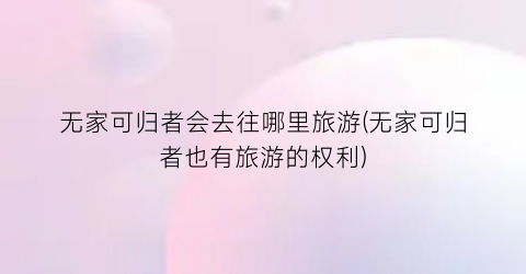 无家可归者会去往哪里旅游(无家可归者也有旅游的权利)