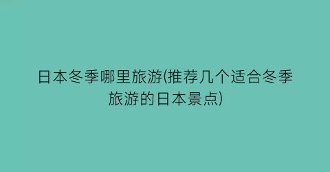 日本冬季哪里旅游(推荐几个适合冬季旅游的日本景点)