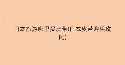 日本旅游哪里买皮带(日本皮带购买攻略)