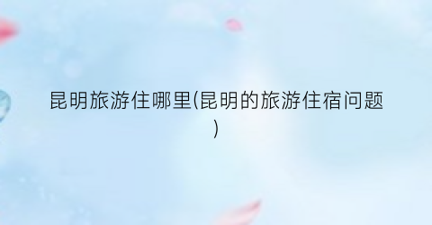 昆明旅游住哪里(昆明的旅游住宿问题)