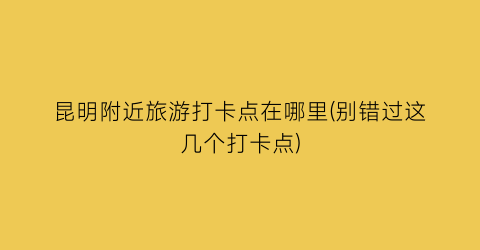 昆明附近旅游打卡点在哪里(别错过这几个打卡点)