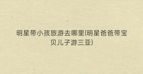 明星带小孩旅游去哪里(明星爸爸带宝贝儿子游三亚)