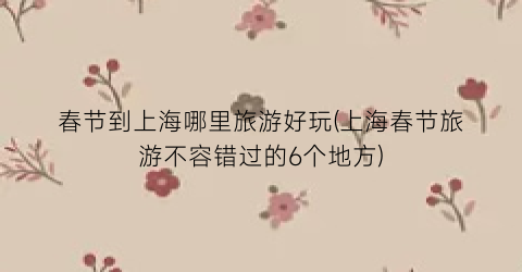 春节到上海哪里旅游好玩(上海春节旅游不容错过的6个地方)
