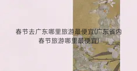 春节去广东哪里旅游最便宜(广东省内春节旅游哪里最便宜)