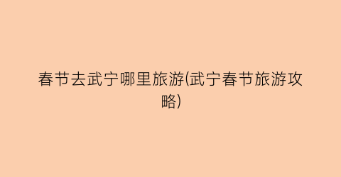 春节去武宁哪里旅游(武宁春节旅游攻略)