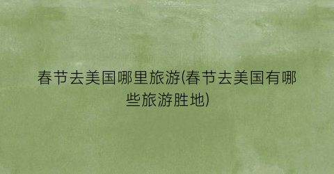 春节去美国哪里旅游(春节去美国有哪些旅游胜地)