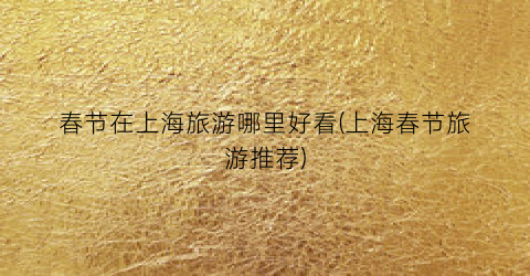 春节在上海旅游哪里好看(上海春节旅游推荐)