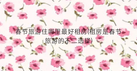 春节旅游住哪里最好租房(租房是春节旅游的不二选择)