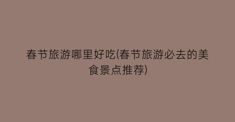 春节旅游哪里好吃(春节旅游必去的美食景点推荐)