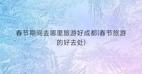 春节期间去哪里旅游好成都(春节旅游的好去处)