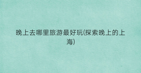 晚上去哪里旅游最好玩(探索晚上的上海)