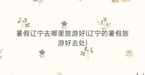 暑假辽宁去哪里旅游好(辽宁的暑假旅游好去处)