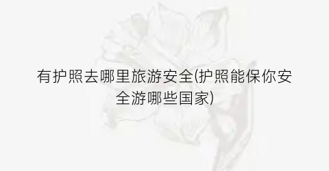 有护照去哪里旅游安全(护照能保你安全游哪些国家)