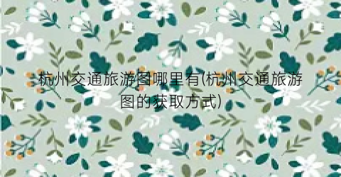 杭州交通旅游图哪里有(杭州交通旅游图的获取方式)