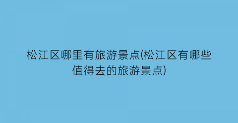 松江区哪里有旅游景点(松江区有哪些值得去的旅游景点)