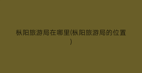 枞阳旅游局在哪里(枞阳旅游局的位置)