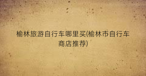 榆林旅游自行车哪里买(榆林市自行车商店推荐)