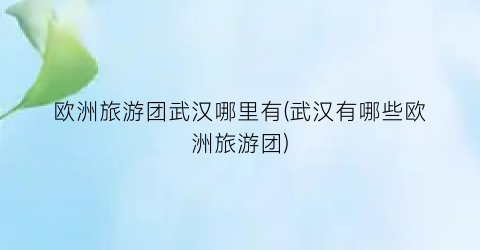 欧洲旅游团武汉哪里有(武汉有哪些欧洲旅游团)