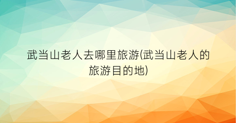 武当山老人去哪里旅游(武当山老人的旅游目的地)