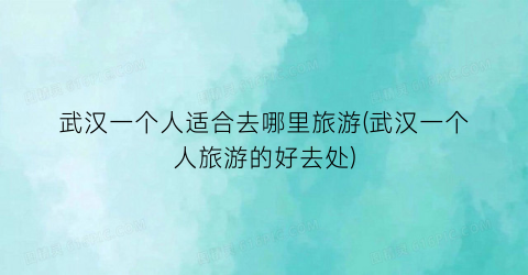 武汉一个人适合去哪里旅游(武汉一个人旅游的好去处)