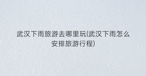 武汉下雨旅游去哪里玩(武汉下雨怎么安排旅游行程)
