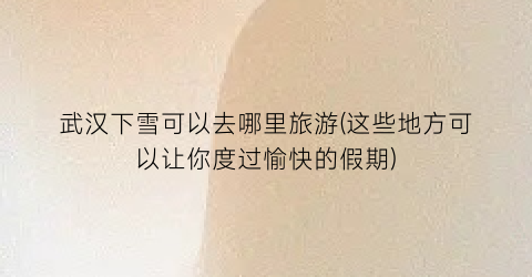 武汉下雪可以去哪里旅游(这些地方可以让你度过愉快的假期)