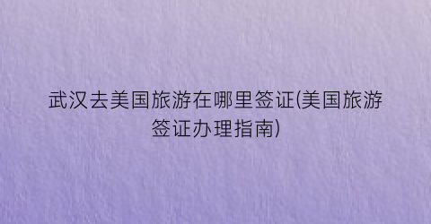 武汉去美国旅游在哪里签证(美国旅游签证办理指南)
