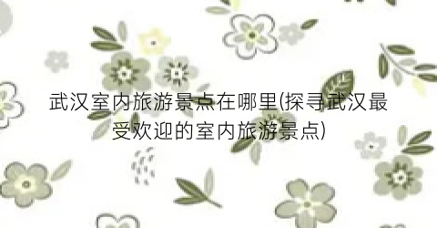 武汉室内旅游景点在哪里(探寻武汉最受欢迎的室内旅游景点)
