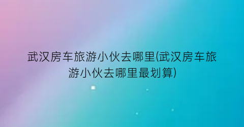 武汉房车旅游小伙去哪里(武汉房车旅游小伙去哪里最划算)