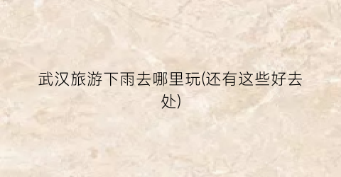 武汉旅游下雨去哪里玩(还有这些好去处)