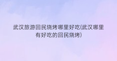 武汉旅游回民烧烤哪里好吃(武汉哪里有好吃的回民烧烤)