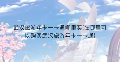 武汉旅游年卡一卡通哪里买(在哪里可以购买武汉旅游年卡一卡通)