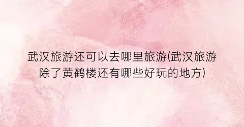 武汉旅游还可以去哪里旅游(武汉旅游除了黄鹤楼还有哪些好玩的地方)