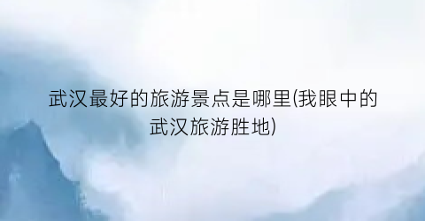 武汉最好的旅游景点是哪里(我眼中的武汉旅游胜地)