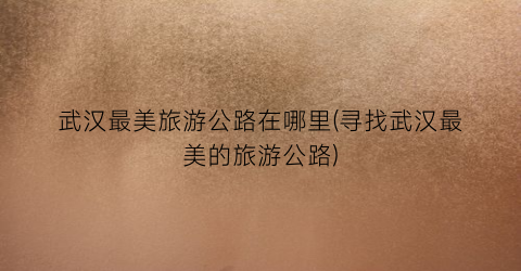 武汉最美旅游公路在哪里(寻找武汉最美的旅游公路)
