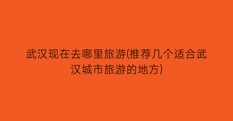 武汉现在去哪里旅游(推荐几个适合武汉城市旅游的地方)