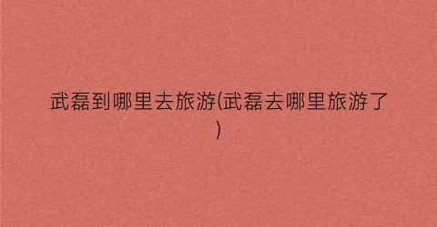 武磊到哪里去旅游(武磊去哪里旅游了)