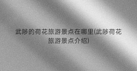武陟的荷花旅游景点在哪里(武陟荷花旅游景点介绍)