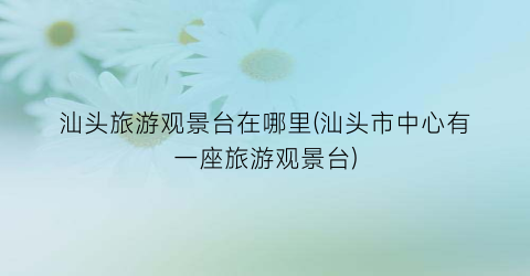汕头旅游观景台在哪里(汕头市中心有一座旅游观景台)