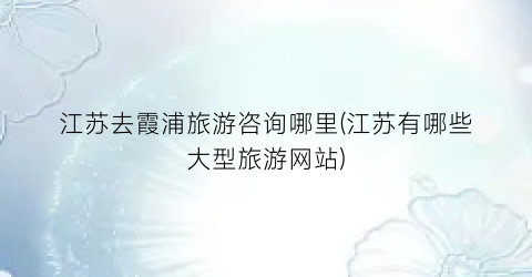 江苏去霞浦旅游咨询哪里(江苏有哪些大型旅游网站)