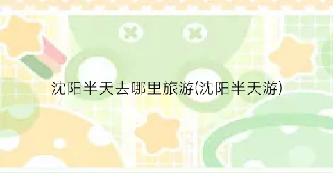 沈阳半天去哪里旅游(沈阳半天游)