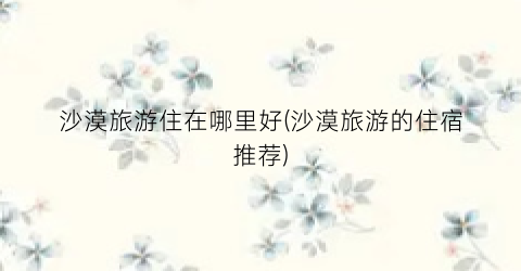 沙漠旅游住在哪里好(沙漠旅游的住宿推荐)