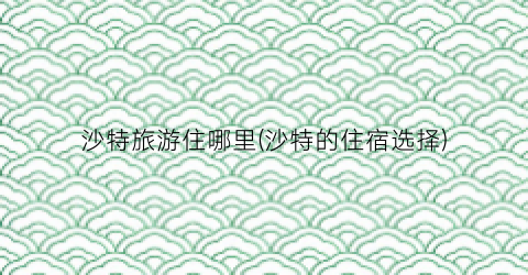沙特旅游住哪里(沙特的住宿选择)