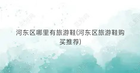 河东区哪里有旅游鞋(河东区旅游鞋购买推荐)