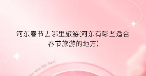 河东春节去哪里旅游(河东有哪些适合春节旅游的地方)