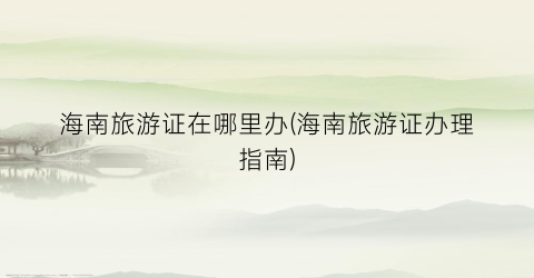 海南旅游证在哪里办(海南旅游证办理指南)