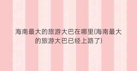 海南最大的旅游大巴在哪里(海南最大的旅游大巴已经上路了)