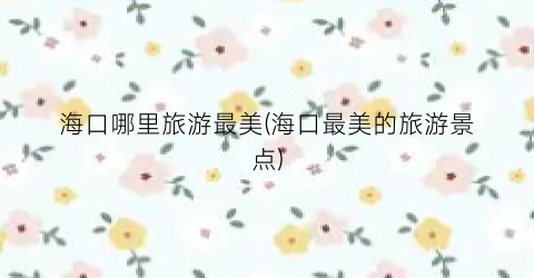 海口哪里旅游最美(海口最美的旅游景点)