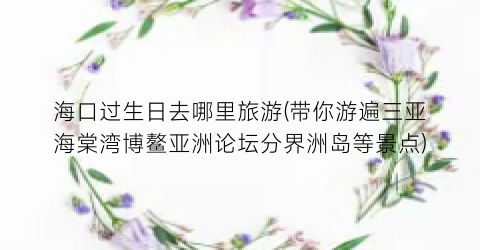 海口过生日去哪里旅游(带你游遍三亚海棠湾博鳌亚洲论坛分界洲岛等景点)