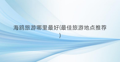 海鸥旅游哪里最好(最佳旅游地点推荐)